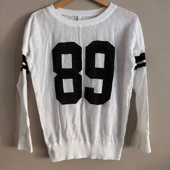 Uniquely Lorna Jane 89 Knit White and Black Open Knit Jersey Sweater Size Small - Picture 5 of 5
